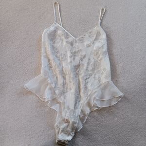 victorias secret ♡ vintage lace bodysuit gold label large new sexy lingerie